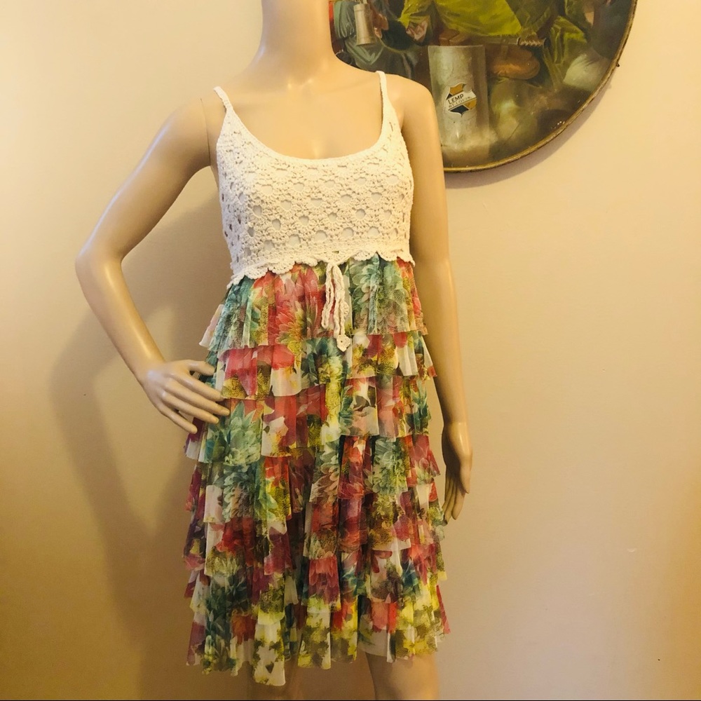 J Gee Ruffle Crochet Ruffle Boho Dress - Picture 1 of 6